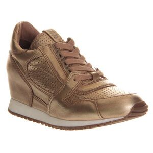 Ash Dean Metal Leather Gold Wedge Sneakers